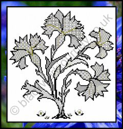 CH0306 - Blackwork Cornflowers - 4.00 GBP